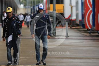 World © Octane Photographic Ltd. Sauber F1 Team C35 – Marcus Ericsson and Felipe Nasr. Sunday 10th July 2016, F1 British GP Drivers Parade, Silverstone, UK. Digital Ref :