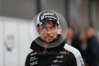 World © Octane Photographic Ltd. Sahara Force India VJM09 - Sergio Perez. Sunday 10th July 2016, F1 British GP Drivers Parade, Silverstone, UK. Digital Ref :