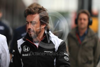 World © Octane Photographic Ltd. McLaren Honda MP4-31 – Fernando Alonso. Sunday 10th July 2016, F1 British GP Drivers Parade, Silverstone, UK. Digital Ref :