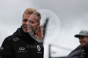 World © Octane Photographic Ltd. Renault Sport F1 Team RS16 - Kevin Magnussen. Sunday 10th July 2016, F1 British GP Drivers Parade, Silverstone, UK. Digital Ref :