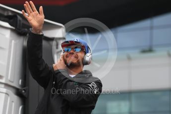 World © Octane Photographic Ltd. Mercedes AMG Petronas W07 Hybrid – Lewis Hamilton. Sunday 10th July 2016, F1 British GP Drivers Parade, Silverstone, UK. Digital Ref :