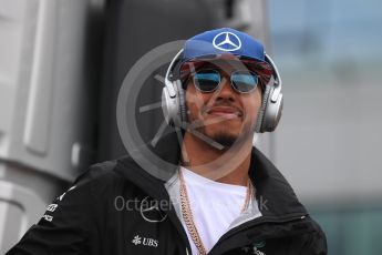 World © Octane Photographic Ltd. Mercedes AMG Petronas W07 Hybrid – Lewis Hamilton. Sunday 10th July 2016, F1 British GP Drivers Parade, Silverstone, UK. Digital Ref :