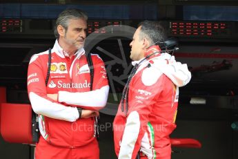 World © Octane Photographic Ltd. Scuderia Ferrari - Maurizio Arrivabene. Saturday 9th July 2016, F1 British GP Practice 3, Silverstone, UK. Digital Ref : 1625LB1D2894 1625LB1D2908