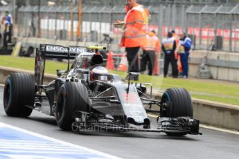 World © Octane Photographic Ltd. McLaren Honda MP4-31 – Jenson Button. Saturday 9th July 2016, F1 British GP Practice 3, Silverstone, UK. Digital Ref : 1625LB1D3135