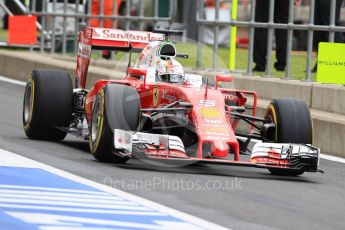 World © Octane Photographic Ltd. Scuderia Ferrari SF16-H – Sebastian Vettel. Saturday 9th July 2016, F1 British GP Practice 3, Silverstone, UK. Digital Ref : 1625LB1D3469