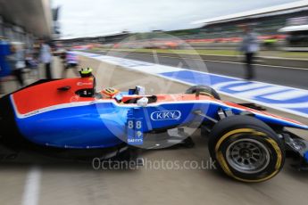 World © Octane Photographic Ltd. Manor Racing MRT05 – Rio Haryanto. Saturday 9th July 2016, F1 British GP Practice 3, Silverstone, UK. Digital Ref : 1625LB1D8313