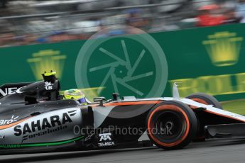 World © Octane Photographic Ltd. Sahara Force India VJM09 - Sergio Perez. Saturday 9th July 2016, F1 British GP Qualifying, Silverstone, UK. Digital Ref : 1626LB1D3703