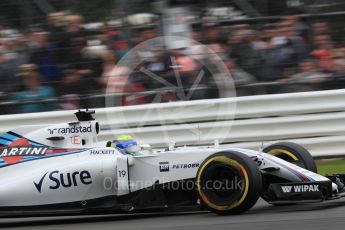 World © Octane Photographic Ltd. Williams Martini Racing, Williams Mercedes FW38 – Felipe Massa. Saturday 9th July 2016, F1 British GP Qualifying, Silverstone, UK. Digital Ref : 1626LB1D3821