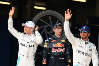 World © Octane Photographic Ltd. Mercedes AMG Petronas W07 Hybrid – Lewis Hamilton and Nico Rosberg and Red Bull Racing RB12 – Max Verstappen. Saturday 9th July 2016, F1 British GP Qualifying, Silverstone, UK. Digital Ref : 1626LB1D3998