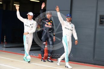 World © Octane Photographic Ltd. Mercedes AMG Petronas W07 Hybrid – Lewis Hamilton and Nico Rosberg and Red Bull Racing RB12 – Max Verstappen. Saturday 9th July 2016, F1 British GP Qualifying, Silverstone, UK. Digital Ref : 1626LB1D4003