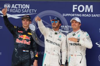 World © Octane Photographic Ltd. Mercedes AMG Petronas W07 Hybrid – Lewis Hamilton and Nico Rosberg and Red Bull Racing RB12 – Max Verstappen. Saturday 9th July 2016, F1 British GP Qualifying, Silverstone, UK. Digital Ref : 1626LB1D4032