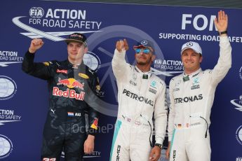 World © Octane Photographic Ltd. Mercedes AMG Petronas W07 Hybrid – Lewis Hamilton and Nico Rosberg and Red Bull Racing RB12 – Max Verstappen. Saturday 9th July 2016, F1 British GP Qualifying, Silverstone, UK. Digital Ref : 1626LB1D4037