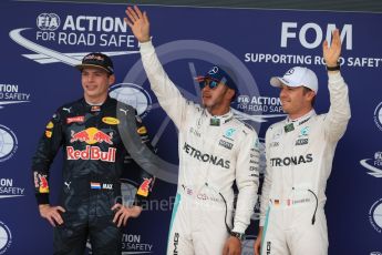 World © Octane Photographic Ltd. Mercedes AMG Petronas W07 Hybrid – Lewis Hamilton and Nico Rosberg and Red Bull Racing RB12 – Max Verstappen. Saturday 9th July 2016, F1 British GP Qualifying, Silverstone, UK. Digital Ref : 1626LB1D4076