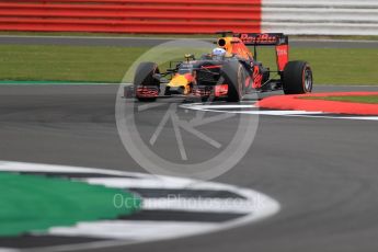 World © Octane Photographic Ltd. Red Bull Racing RB12 – Daniel Ricciardo. Friday 8th July 2016, F1 British GP Practice 1, Silverstone, UK. Digital Ref : 1619LB1D0727