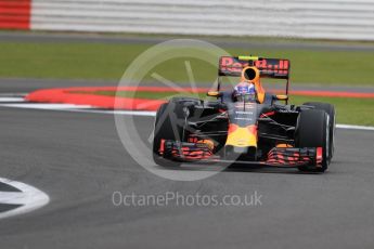 World © Octane Photographic Ltd. Red Bull Racing RB12 – Max Verstappen. Friday 8th July 2016, F1 British GP Practice 1, Silverstone, UK. Digital Ref : 1619LB1D0742