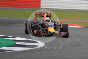 World © Octane Photographic Ltd. Red Bull Racing RB12 – Daniel Ricciardo. Friday 8th July 2016, F1 British GP Practice 1, Silverstone, UK. Digital Ref : 1619LB1D0762