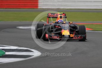 World © Octane Photographic Ltd. Red Bull Racing RB12 – Max Verstappen. Friday 8th July 2016, F1 British GP Practice 1, Silverstone, UK. Digital Ref : 1619LB1D0791