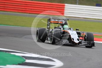 World © Octane Photographic Ltd. Sahara Force India VJM09 - Nico Hulkenberg. Friday 8th July 2016, F1 British GP Practice 1, Silverstone, UK. Digital Ref : 1619LB1D1001