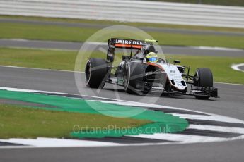 World © Octane Photographic Ltd. Sahara Force India VJM09 - Sergio Perez. Friday 8th July 2016, F1 British GP Practice 1, Silverstone, UK. Digital Ref : 1619LB1D1467