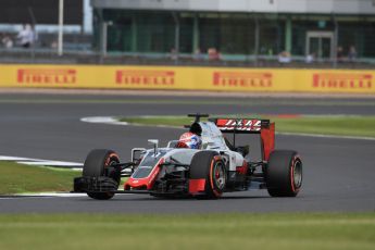 World © Octane Photographic Ltd. Haas F1 Team VF-16 – Romain Grosjean. Friday 8th July 2016, F1 British GP Practice 2, Silverstone, UK. Digital Ref : 1621LB1D2127