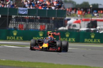 World © Octane Photographic Ltd. Red Bull Racing RB12 – Max Verstappen. Friday 8th July 2016, F1 British GP Practice 2, Silverstone, UK. Digital Ref : 1621LB1D2465