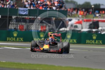 World © Octane Photographic Ltd. Red Bull Racing RB12 – Max Verstappen. Friday 8th July 2016, F1 British GP Practice 2, Silverstone, UK. Digital Ref : 1621LB1D2465