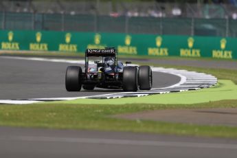 World © Octane Photographic Ltd. Sahara Force India VJM09 - Sergio Perez. Friday 8th July 2016, F1 British GP Practice 2, Silverstone, UK. Digital Ref : 1621LB1D2494