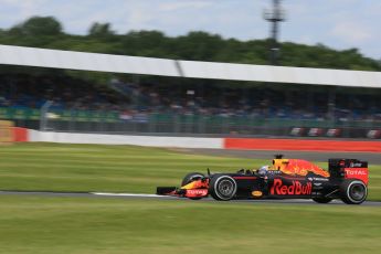 World © Octane Photographic Ltd. Red Bull Racing RB12 – Daniel Ricciardo. Friday 8th July 2016, F1 British GP Practice 2, Silverstone, UK. Digital Ref : 1621LB5D5641