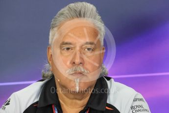 World © Octane Photographic Ltd. F1 British GP FIA Personnel Press Conference, Silverstone, UK. Friday 8th July 2016. Vijay Mallya – Sahara Force India Team Principal. Digital Ref : 1624LB1D2637