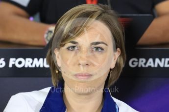 World © Octane Photographic Ltd. F1 British GP FIA Personnel Press Conference, Silverstone, UK. Friday 8th July 2016. Claire Williams - Williams Martini Racing Deputy Team Principal. Digital Ref : 1624LB1D2691