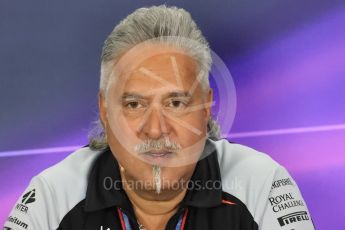 World © Octane Photographic Ltd. F1 British GP FIA Personnel Press Conference, Silverstone, UK. Friday 8th July 2016. Vijay Mallya – Sahara Force India Team Principal. Digital Ref : 1624LB1D2721