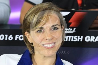 World © Octane Photographic Ltd. F1 British GP FIA Personnel Press Conference, Silverstone, UK. Friday 8th July 2016. Claire Williams - Williams Martini Racing Deputy Team Principal. Digital Ref : 1624LB1D2784