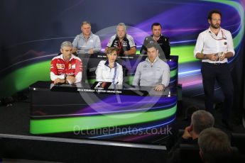 World © Octane Photographic Ltd. F1 British GP FIA Personnel Press Conference, Silverstone, UK. Friday 8th July 2016. Maurizio Arrivabene – Scuderia Ferrari Team Principal, Eric Boullier – McLaren Honda Racing Director, Vijay Mallya – Sahara Force India Team Principal, Dave Ryan – Manor Racing Racing Director, Claire Williams - Williams Martini Racing Deputy Team Principal and Toto Wolff – Mercedes AMG Petronas Chief Executive. Digital Ref : 1624LB1D8258