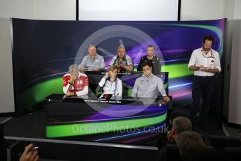 World © Octane Photographic Ltd. F1 British GP FIA Personnel Press Conference, Silverstone, UK. Friday 8th July 2016. Maurizio Arrivabene – Scuderia Ferrari Team Principal, Eric Boullier – McLaren Honda Racing Director, Vijay Mallya – Sahara Force India Team Principal, Dave Ryan – Manor Racing Racing Director, Claire Williams - Williams Martini Racing Deputy Team Principal and Toto Wolff – Mercedes AMG Petronas Chief Executive. Digital Ref : 1624LB1D8264