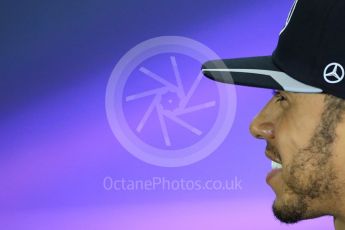 World © Octane Photographic Ltd. F1 British GP FIA Drivers’ Press Conference, Silverstone, UK. Thursday 7th July 2016. Mercedes AMG Petronas – Lewis Hamilton. Digital Ref : 1617LB1D0057