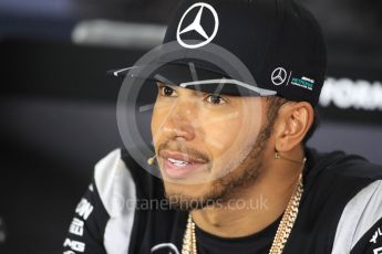 World © Octane Photographic Ltd. F1 British GP FIA Drivers’ Press Conference, Silverstone, UK. Thursday 7th July 2016. Mercedes AMG Petronas – Lewis Hamilton. Digital Ref : 1617LB1D0101