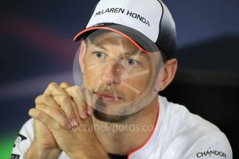 World © Octane Photographic Ltd. F1 British GP FIA Drivers’ Press Conference, Silverstone, UK. Thursday 7th July 2016. McLaren Honda – Jenson Button. Digital Ref : 1617LB1D0122