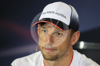 World © Octane Photographic Ltd. F1 British GP FIA Drivers’ Press Conference, Silverstone, UK. Thursday 7th July 2016. McLaren Honda – Jenson Button. Digital Ref : 1617LB1D0130