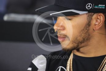 World © Octane Photographic Ltd. F1 British GP FIA Drivers’ Press Conference, Silverstone, UK. Thursday 7th July 2016. Mercedes AMG Petronas – Lewis Hamilton. Digital Ref : 1617LB1D0153