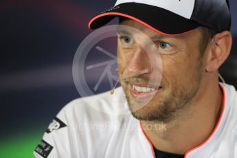 World © Octane Photographic Ltd. F1 British GP FIA Drivers’ Press Conference, Silverstone, UK. Thursday 7th July 2016. McLaren Honda – Jenson Button. Digital Ref : 1617LB1D0192