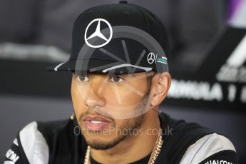 World © Octane Photographic Ltd. F1 British GP FIA Drivers’ Press Conference, Silverstone, UK. Thursday 7th July 2016. Mercedes AMG Petronas – Lewis Hamilton. Digital Ref : 1617LB1D0284