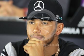 World © Octane Photographic Ltd. F1 British GP FIA Drivers’ Press Conference, Silverstone, UK. Thursday 7th July 2016. Mercedes AMG Petronas – Lewis Hamilton. Digital Ref : 1617LB1D0296
