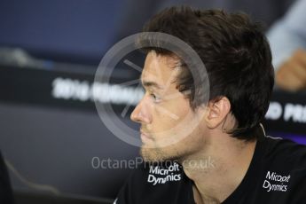 World © Octane Photographic Ltd. F1 British GP FIA Drivers’ Press Conference, Silverstone, UK. Thursday 7th July 2016. Renault Sport F1 Team – Jolyon Palmer. Digital Ref : 1617LB1D0639