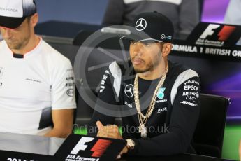 World © Octane Photographic Ltd. F1 British GP FIA Drivers’ Press Conference, Silverstone, UK. Thursday 7th July 2016. Mercedes AMG Petronas – Lewis Hamilton. Digital Ref : 1617LB5D5344