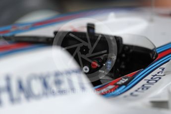 World © Octane Photographic Ltd. Williams Martini Racing, Williams Mercedes FW38. Thursday 7th July 2016, F1 British GP Paddock, Silverstone, UK. Digital Ref : 1616LB1D0019