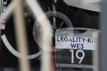 World © Octane Photographic Ltd. Williams Martini Racing, Williams Mercedes FW38. Thursday 7th July 2016, F1 British GP Paddock, Silverstone, UK. Digital Ref : 1616LB1D9914