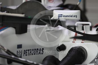 World © Octane Photographic Ltd. Williams Martini Racing, Williams Mercedes FW38. Thursday 7th July 2016, F1 British GP Paddock, Silverstone, UK. Digital Ref : 1616LB1D9923
