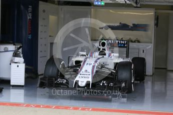 World © Octane Photographic Ltd. Williams Martini Racing, Williams Mercedes FW38. Thursday 7th July 2016, F1 British GP Paddock, Silverstone, UK. Digital Ref : 1616LB5D5263