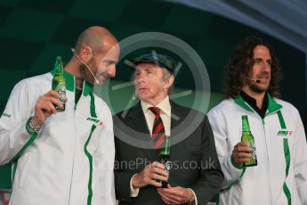 World © Octane Photographic Ltd. F1 Canadian GP – Gianluca Di Tondo, Sir Jackie Stewart and Carles Puyol at the conference to announce F1 partnership with Heineken, Circuit Gilles Villeneuve, Montreal, Canada. Friday 10th June 2016. Digital Ref :1583LB1D9453
