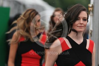 World © Octane Photographic Ltd. Grid Girls. Sunday 12th June 2016, F1 Canadian GP Drivers’ parade, Circuit Gilles Villeneuve, Montreal, Canada. Digital Ref :1591LB1D2887